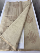 Tissue linen saree with applique work MLS350