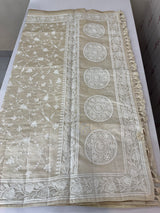 Blended tussar saree with embriodery - MS7399 Cream