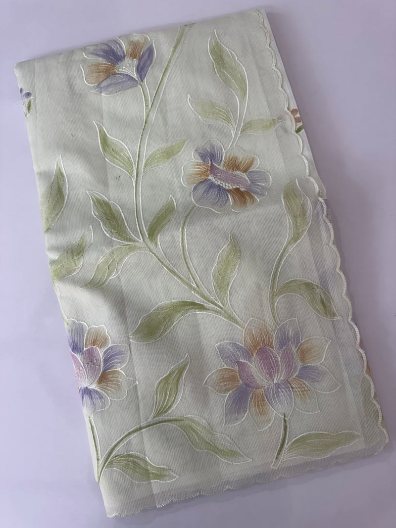 Supernet saree with embroidery and handpainting MSH104- PastelGreen