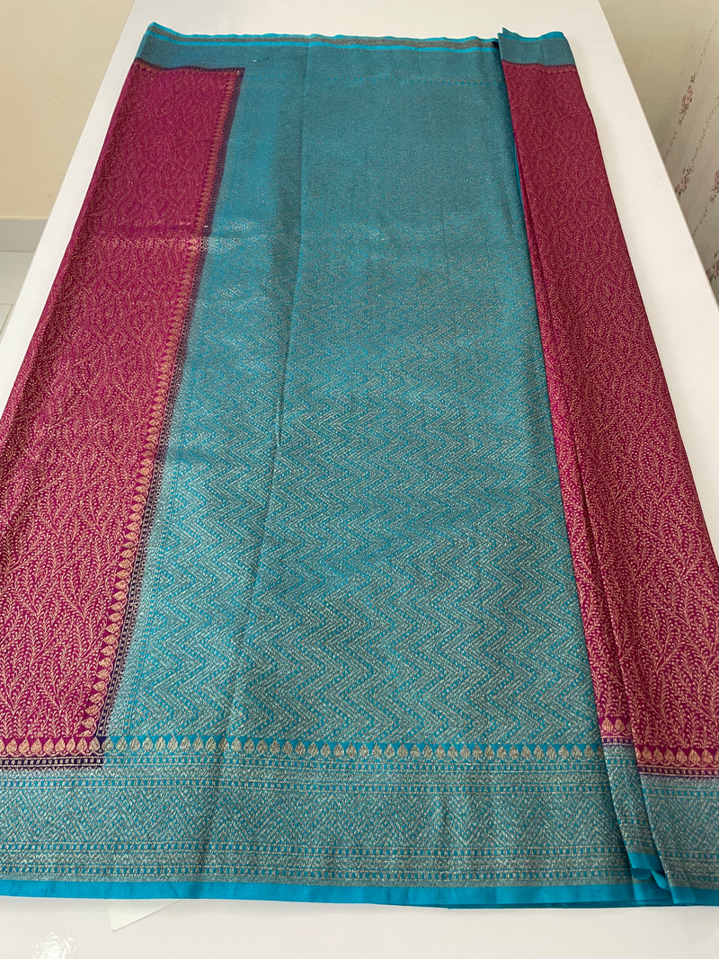 Banarasi semi katan saree with contrast border SHKNTNM