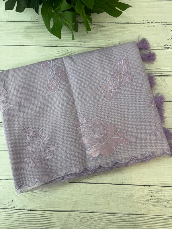 Silky kota embroidery saree  MSK890 Lavender