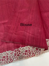 Cutwork Semi tussar saree MTSS879 Cranberry