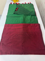 Plain Khadi cotton saree with contrast pallu & blouse MS1497