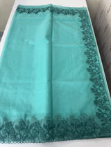 Soft Organza saree with embroidery borders - MCW786 BlueGreen