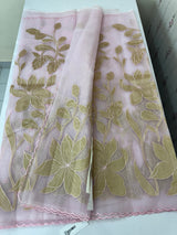 Organza saree with tissue applique work MS5081 Pastel Pink