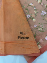 Kota Supernet embriodery saree SHSNYNM- Peach