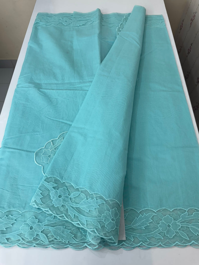 Mul chanderi saree with applique borders MSH111 PastelBlue