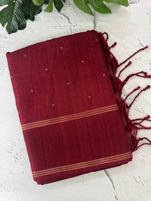 Tussar mix soft silk saree with Retta pettu borders - MST988 Maroon