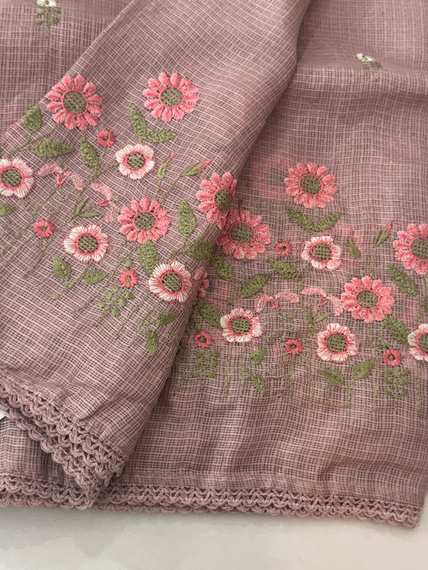 Soft kota checks saree with embroidery MSKC352