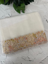 Soft Organza saree with cutwork tissue applique borders - MCW765