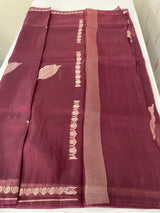Blended Banarasi silk organza saree with zari weaving MSSA499 Wine