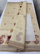 Semi chanderi saree kanta embriodery MSF590 - Cream