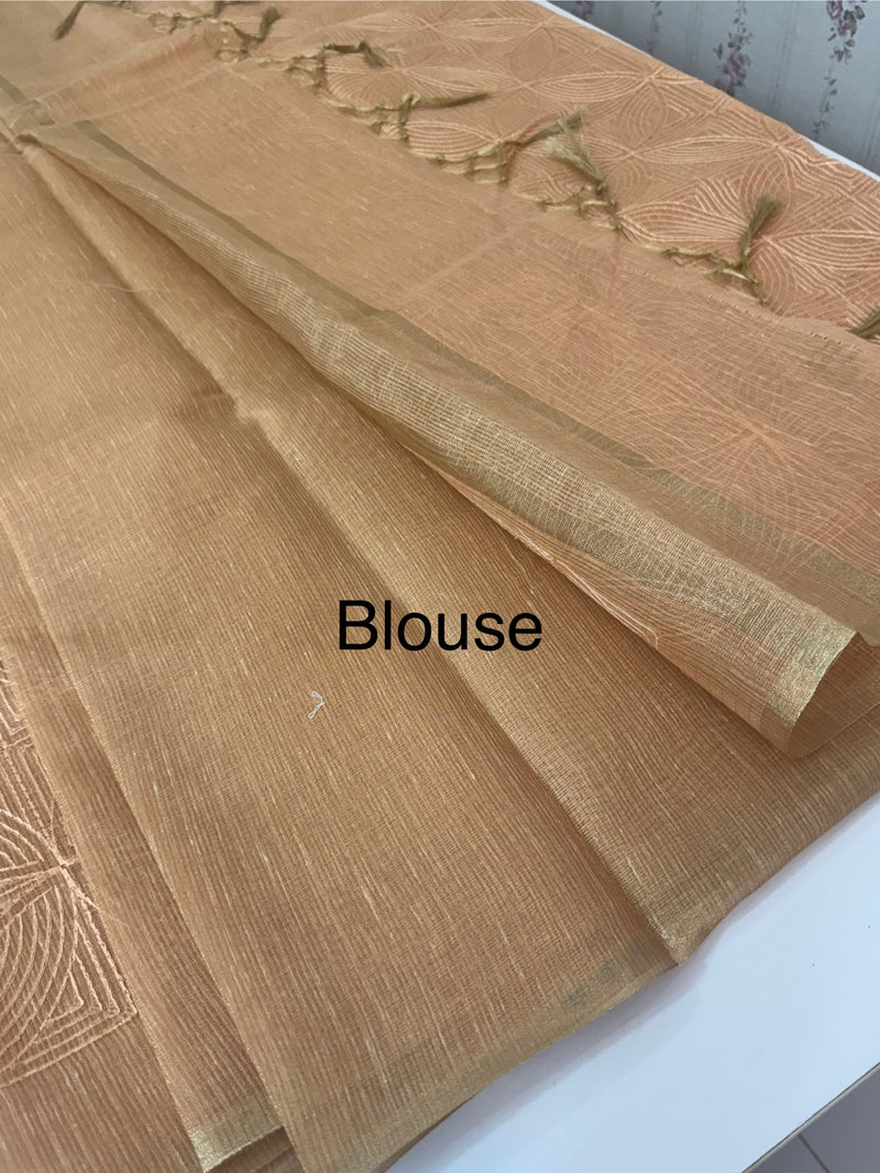 Tissue Silk embriodery saree MS49888 - Peach