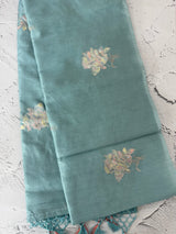 Tussar finish soft silk saree with thread embroidery MTS568 LightBlue