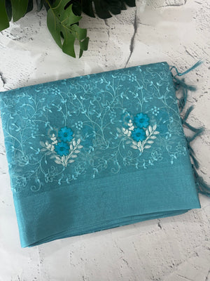 Tissue silk saree with embroidery MSH240