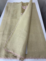 Copper Tissue silk saree with applique work MSH252