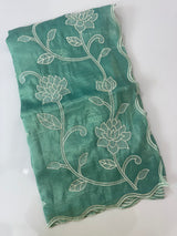 Crush Organza Applique work saree MS14987- Blue
