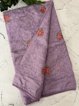 Soft kota checks saree with embroidery - MS7679 Lavender