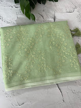Moonga checks saree with embroidery MSH219 Pista