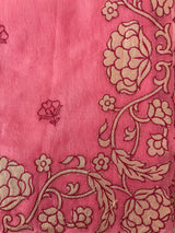 Mul chanderi tissue applique saree MSH151- CrimsonPink