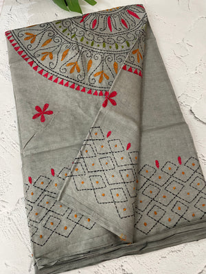 Kanta Handstitched Blended tussar silk saree MS15831