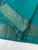 Blended tussar silk sarees with contrast pallu & blouse MTL430