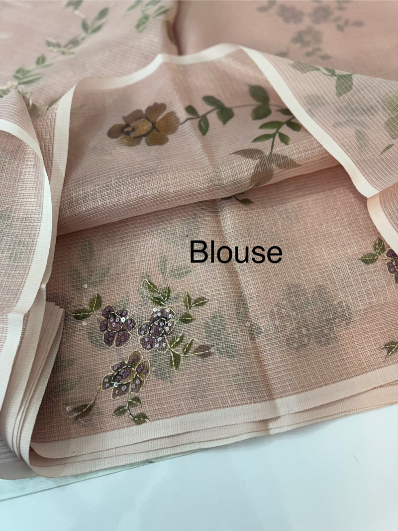 Handworked Tissue silk saree with French Knots MS7776 DuskyPink