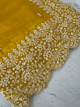 Soft crush Organza saree with embroidery and pearl work MS14790
