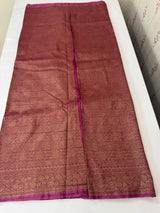 Semi katan Banarasi saree in antique zari weaving - MSKB899 OnionPink