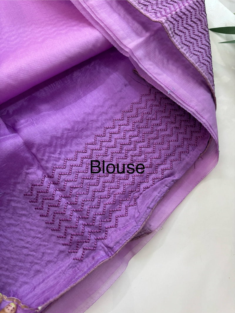 Organza saree with thread work BSONNYY DarkLavender