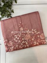 Embroidered Crepe semi tussar silk saree- MSS723 DuskyPeach