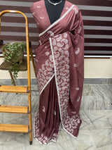 Matka tussar silk saree- MTKA613- DUSKY WINE