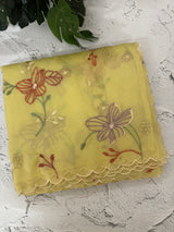 Crush Organza saree with embroidery work MBS699 Yellow