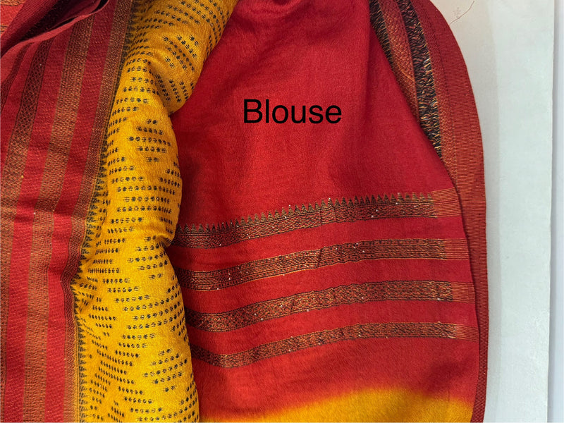 Soft chiffon Georgette saree - SMGRSR Mustard to Red