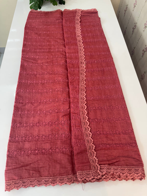 NetKota Hakoba saree with lace border MS6713- Faded Red