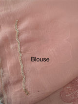 Handworked Crush Organza saree with applique work MBS676 PeachPink
