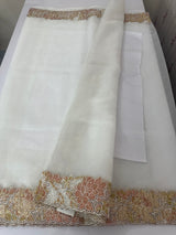 Soft Organza saree with cutwork tissue applique borders - MCW765
