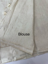 Blended tussar saree with embriodery - MS8665 Cream