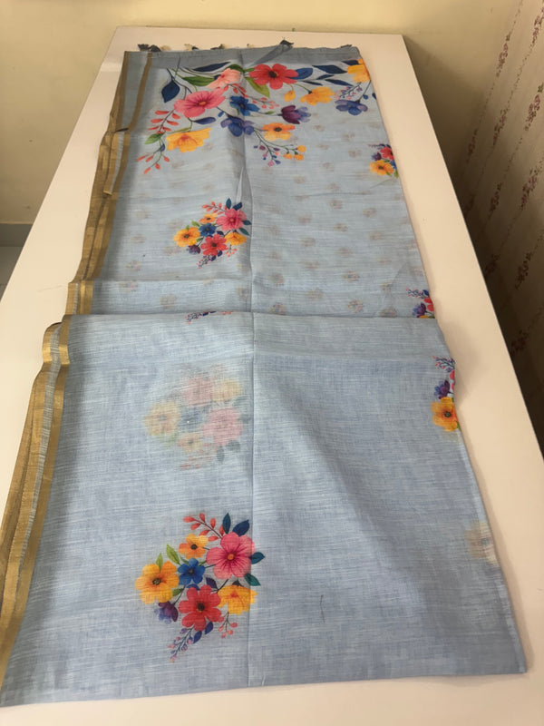 Digital printed semi Linen Saree MLS615- 6