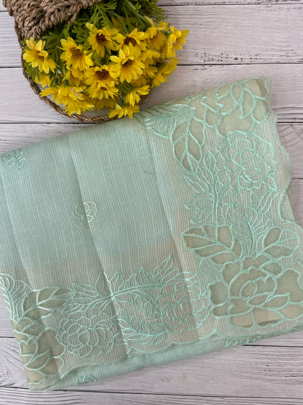 Soft kota silk saree with applique work MS85432