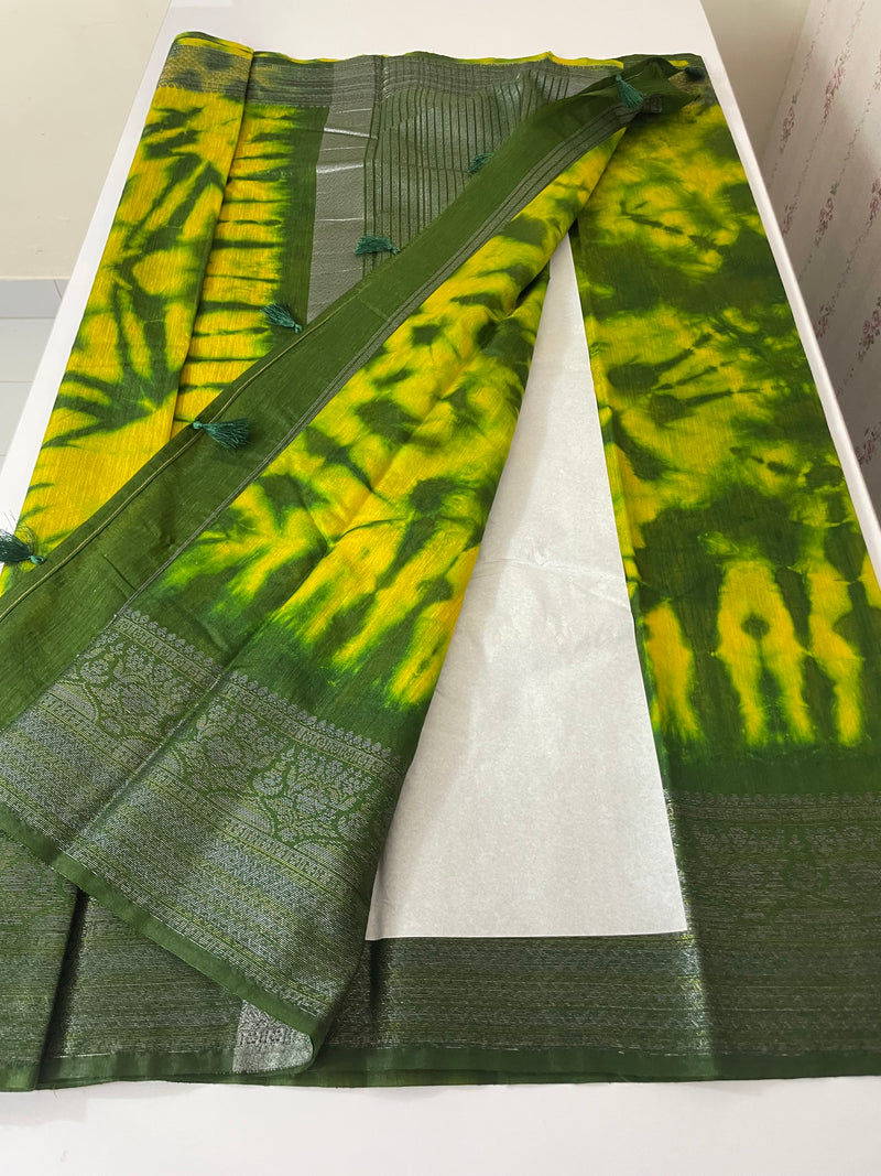 Tie & Dye semi silk sarees  MSS9876