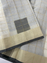 Checks semi chanderi saree  MS9871 - Grey