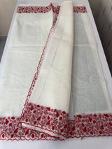 Kota silk saree with embroidery MSB643 OffWhite & Red