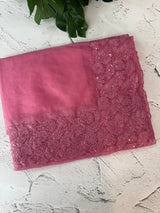 Soft Organza saree with embroidery sequins borders - MSH5778 Pink