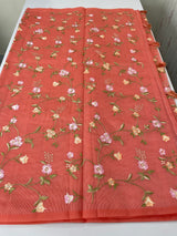 Kota Supernet embriodery saree SHSNYNM- DarkPeach