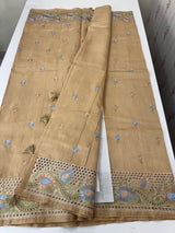 Cutwork Blended tussar saree MSH228 Chiku