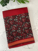 Soft semi Chanderi saree with zari border MS9871 Maroon & Black