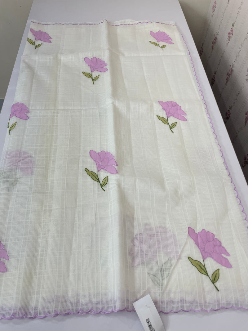 Kota silk cotton saree with applique work MS81789