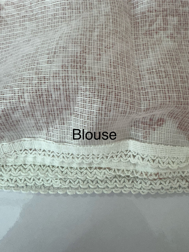 Soft kota checks saree with embroidery - SVTS38 white & red