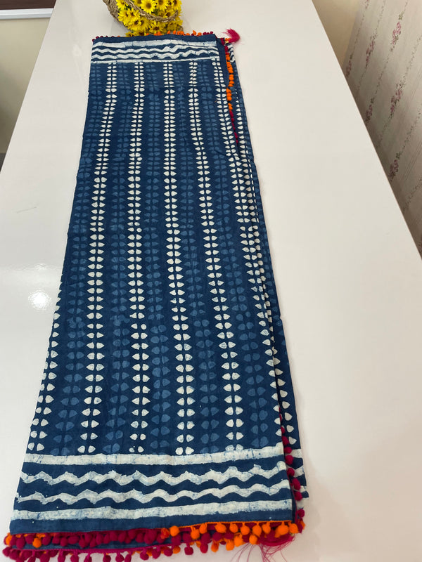 Pure mul cotton hand block printed saree SKSRMY